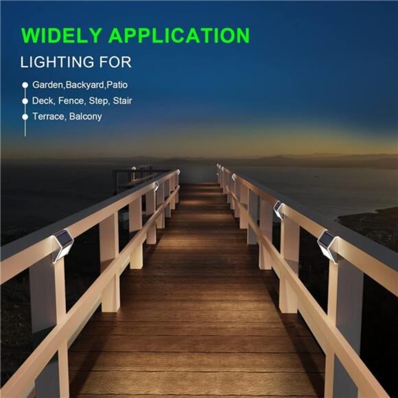 Solar Fence Lights - 12 Pack Solar Outdoor Lights Solar Powered Waterproof - Picture 6 of 7